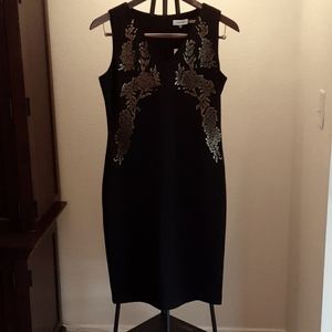 NWT Calvin Klein Black Dress with Gold Details